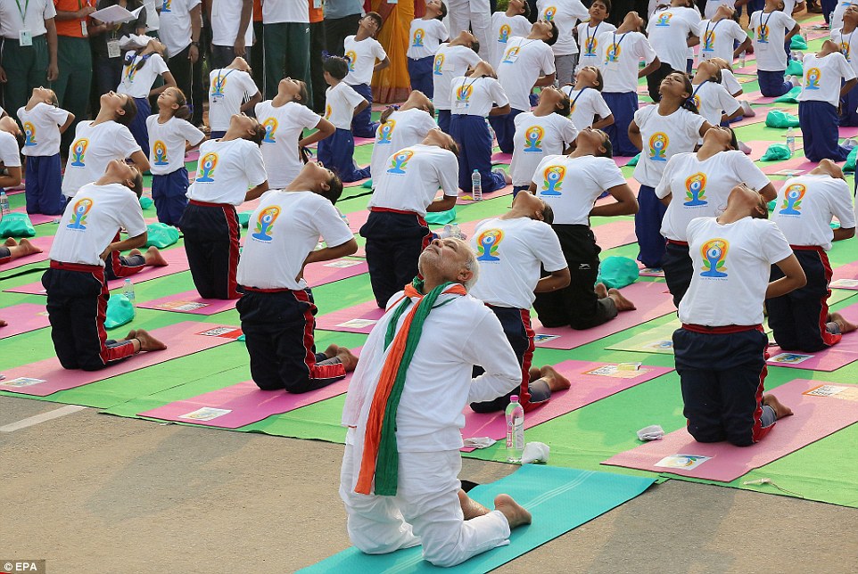 The Indian government is attempting to register the event in the Guinness Book of World Records as the largest yoga demonstration or class at a single venue