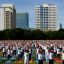 Thousands of people participate in a yoga exercise at Chulalongkorn University field, marking the International Day of Yoga in Bangkok, Thailand, Sunday, June 21, 2015.  India's Prime Minister Narendra Modi called for a day dedicated to yoga when he addressed the annual United Nations General Assembly in September, 2014. A resolution in support, co-sponsored by a record 177 countries, was adopted by the Assembly on  Dec. 11, 2014.